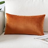 Artscope Luxury Velvet Fall Pillow Covers Super Soft Decorative Square Throw Pillow Covers Case Cushion Covers for Sofa Couch Bedroom Car Decor 12x20 Inch Orange Fall