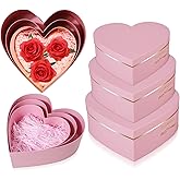 Glenmal 3 Pcs Heart Shaped Gift Boxes with Lids 100g Shredded Paper Fill Nesting Heart Flower Boxes for Wedding Birthday Baby Showers Present Packaging(Pink)