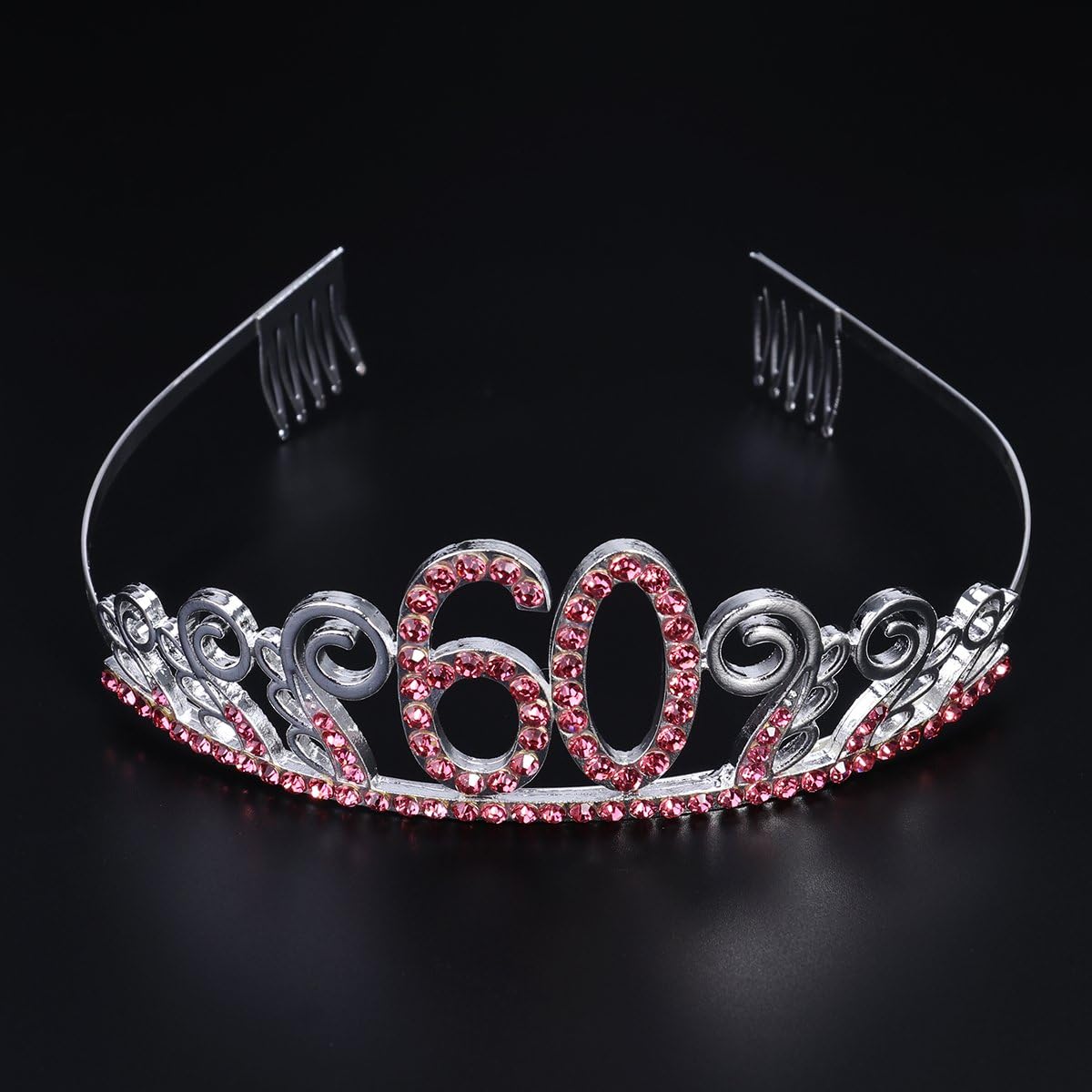 60th Birthday Crystal Tiara Queen Princess Crowns Dance Party Headband Red Rhinestone Hair Combs Clip for Women's 60th Birthday Party - Image 3
