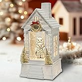 Owl Christmas Snow Globe Lantern with 8 Music Songs & 6H Timer Water Snow Globe Lantern USB & Battery Operated for Christmas Festival Decorations Gifts (Owl)