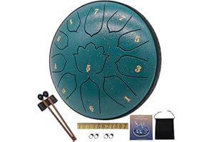 LONCHAN Steel Tongue Drum 11 Notes 6 Inches, Rain Drum for Outside with Bag, Music Book, Mallets, Finger Picks, Stickers – Meditation & Yoga Steel Drum