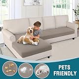 BellaHills Sectional Sofa Covers Taupe L-Shape Chaise 3 Seater Set view 3
