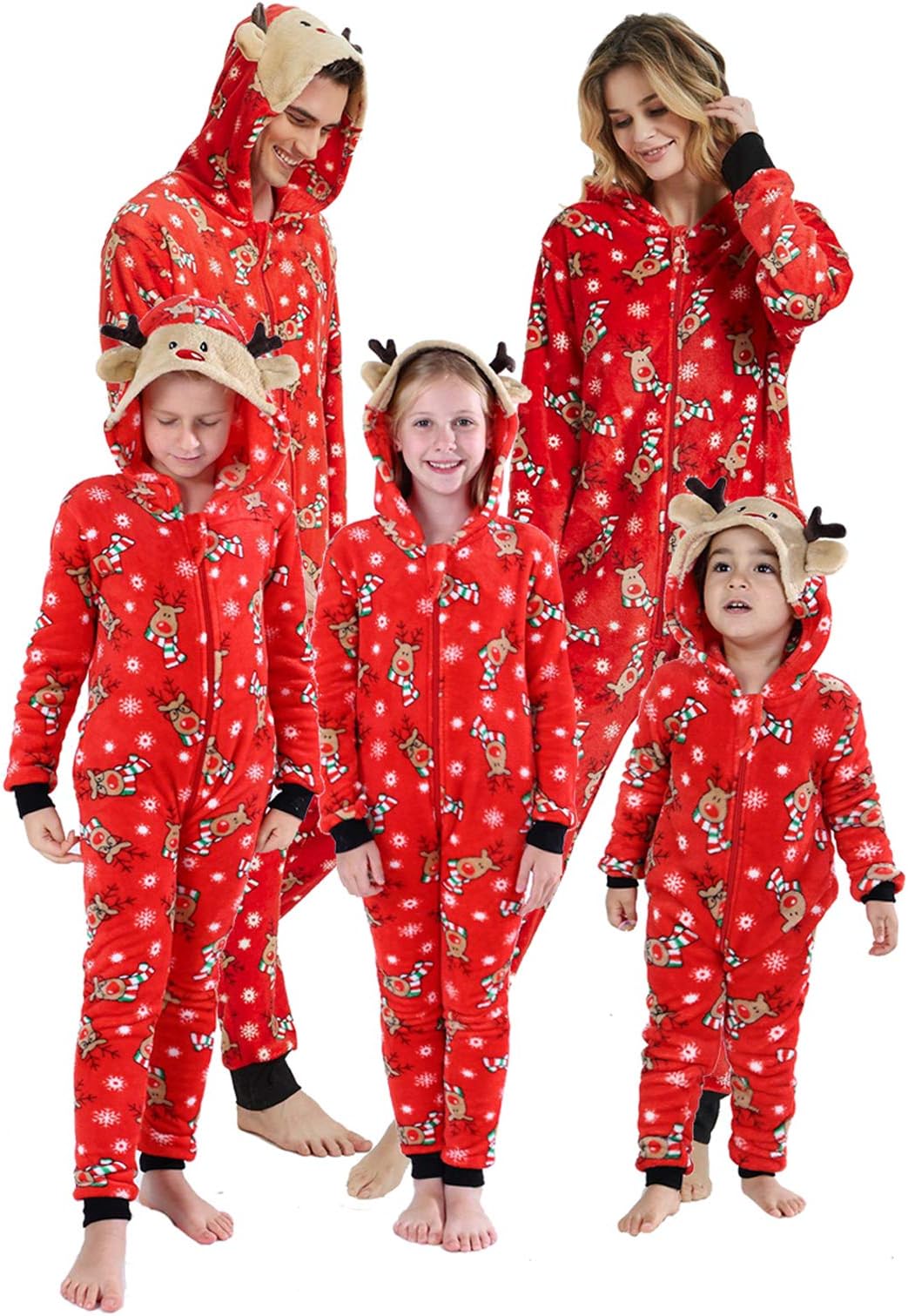 Christmas Family Matching Onesies Pajamas Adult Kids and Infant Pajamas Xmas Holiday Sleepwear One-Piece Nightwear