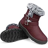 TEMOFON Women Winter Boots Waterproof: Fur Lined Ankle Booties, Wide Width Snow Boots, Warm Comfy, Walking Soft Winter Shoes Size 5-11