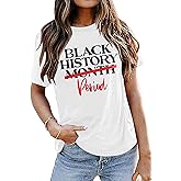 Black History Shirts Women Black History Month T-Shirt I am Black Print Tee Tops African American Shirts