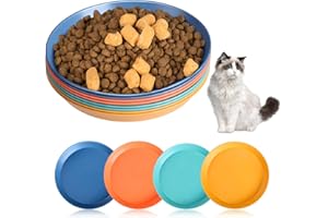 HMDZMR Cat Bowls for Food and Water, 6 inch Whisker Fatigue Free Cat Food Bowl, Unbreakable Wheat Straw Cat Dishes, Environment Friendly Pet Feeding Plate (8 Pcs)
