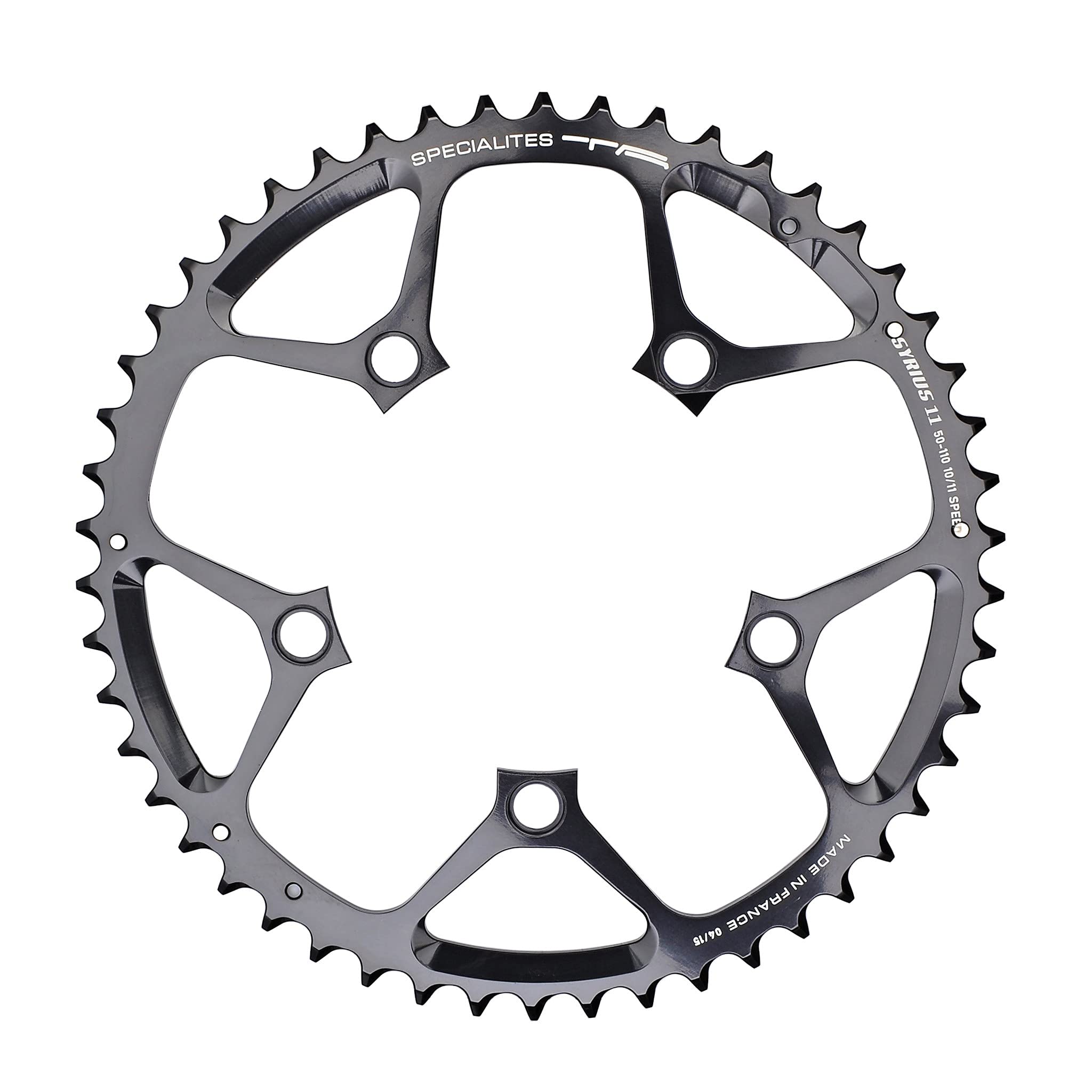 Spécialités TA Syrius 110pcd 10/11 Speed Chainring, Black, Outer 44T