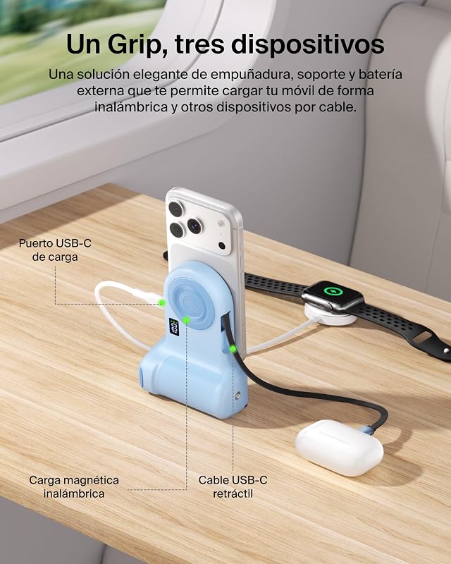 Stage PowerGrip Agarre Magnético de Cámara con Batería 9300 mAh Azul