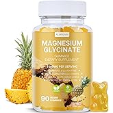 ALOPOA01 Magnesium Glycinate Gummies 1000mg, Non-GMO, Gluten-Free, Magnesium Supplement Gummies for Adults & Kids, Sleep, Relaxation & Focus, Pineapple Flavor, 90 Count