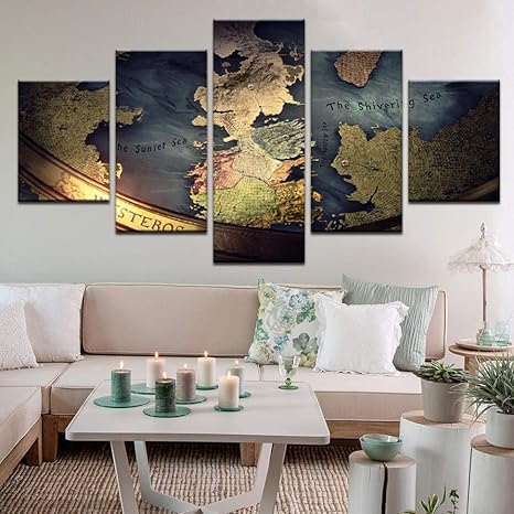 Modernes Dekor Leinwandmalerei Hauptschlafzimmer Wandkunst 5 Stück