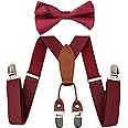 HABITER Kids Suspenders Adjustable Suspenders Set With Bow Ties for Boys and Girls