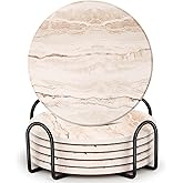 Acejoz Drink Coasters Set of 6, Absorbent Coaster for Coffee Table Decor, Marble Style Ceramic Coaster for Home Decor, 4 Inches