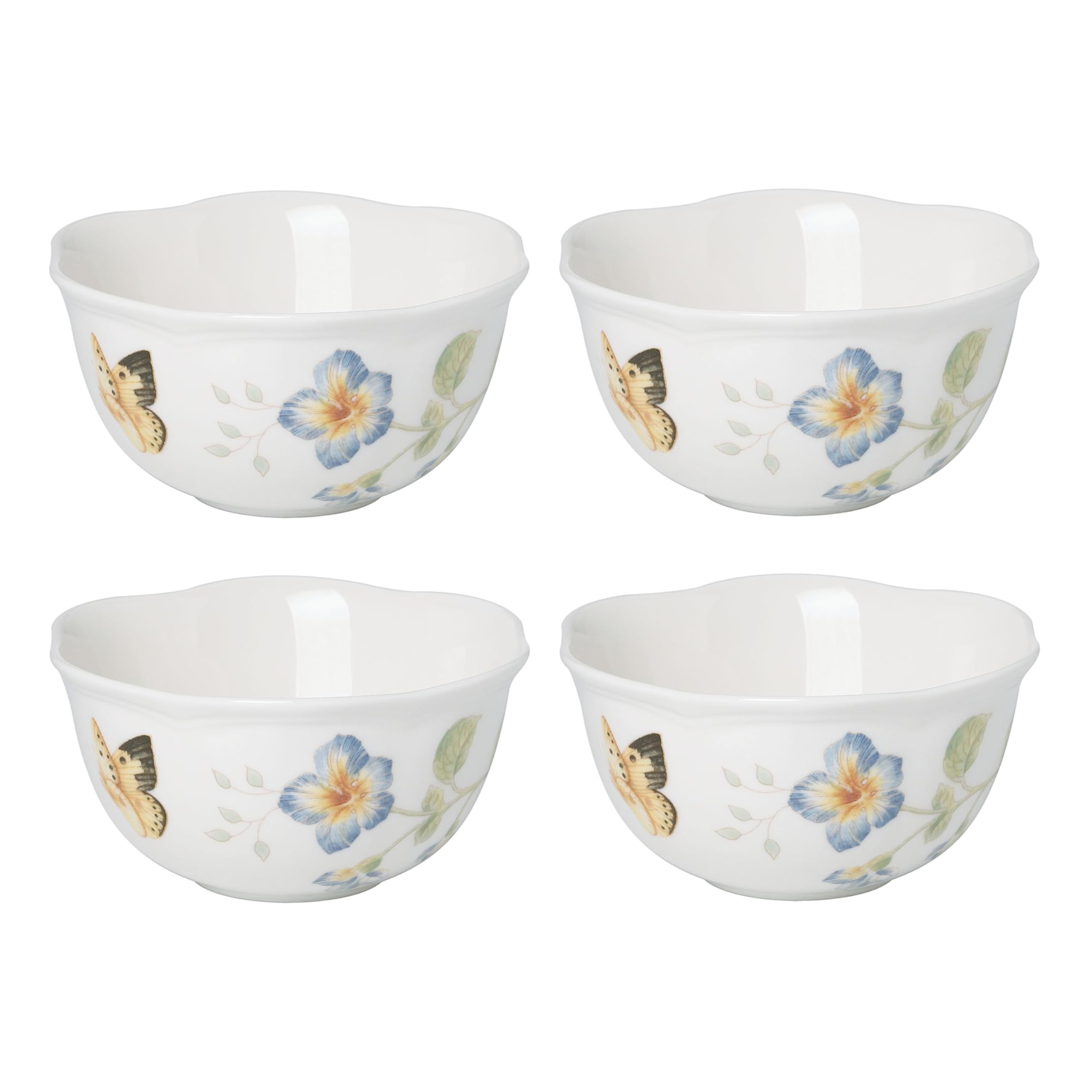 Lenox 880122 Butterfly Meadow 4-Piece Dessert Bowl Set, Porcelain, White