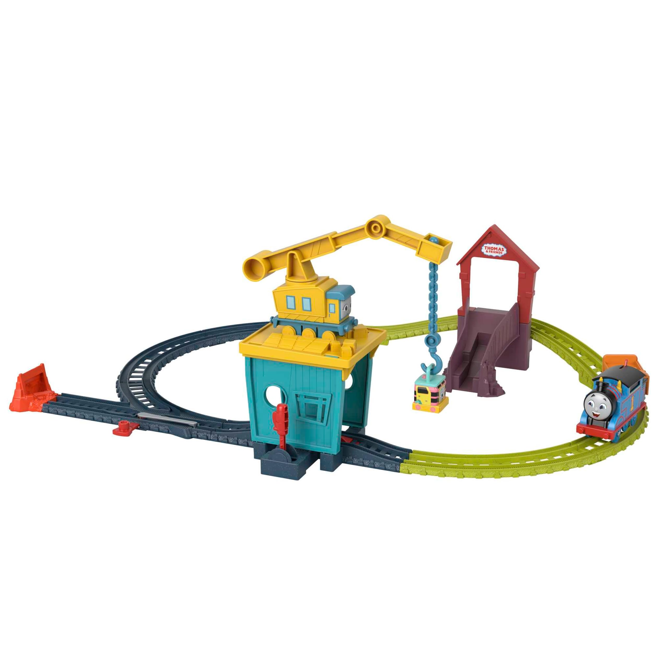 Thomas & Friends Motorized Toy Train Set Fix 'em Up Friends with Carly the Crane & Sandy the Rail Speeder for Preschool Kids Ages 3+ Years, HDY58, Nicht Zutreffend