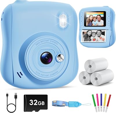 Hangrui Kids Camera Instant Print 14MP 1080P 32GB Card for Ages 3-8