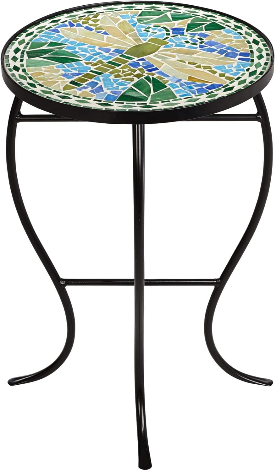 Teal Island Designs Dragonfly Mosaic Black Iron Outdoor Accent Table: Home Improvement