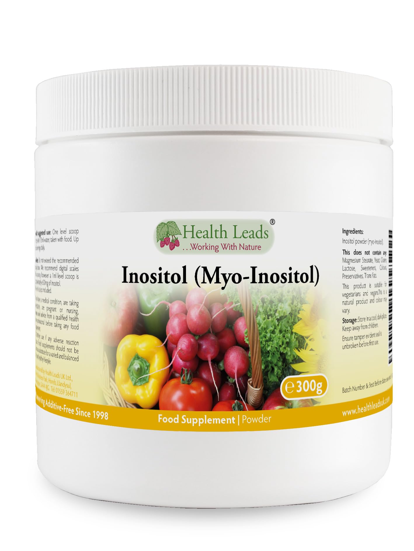 Inositol (Myo-Inositol) Powder 300g, Also Called Vitamin B8, High Absorption, Vegan, Magnesium Stearate Free & No Nasty Additives, Non-GMO, Includes Free Scoop, Produced in Wales