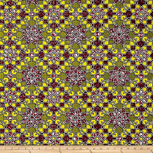 Supreme African Wax Print 6 Yard Yellow/Fuschia