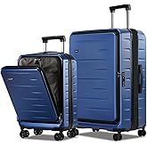 CENSIEN Luggage Sets 2 Pieces, 20 Inch Carry On Luggage and Expandable 28 Inch Checked Luggage with Spinner Wheels, Lightweight ABS+PC Hard Shell Suitcase with Front Opening, TSA Lock (Blue, 20/28)
