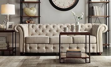 Amazon Com Modhaus Living Classic Scroll Arm Button Tufted