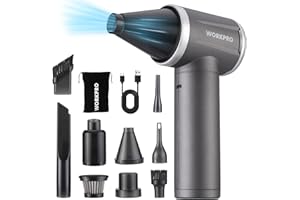 WORKPRO Electric Air Duster-120000RPM Super Power Compressed Air Blower, Rechargeable Brushless Motor Durable Cleaner, 4-Gear