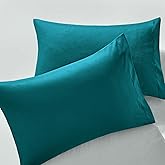 MILVOWOC 2Pcs Brushed Microfiber King Pillowcases - 20 x 36 Inch, Teal Pillow Case Set Non Slip Envelope Pillow Cover with Moisture Absorption and Anti-Wrinkle