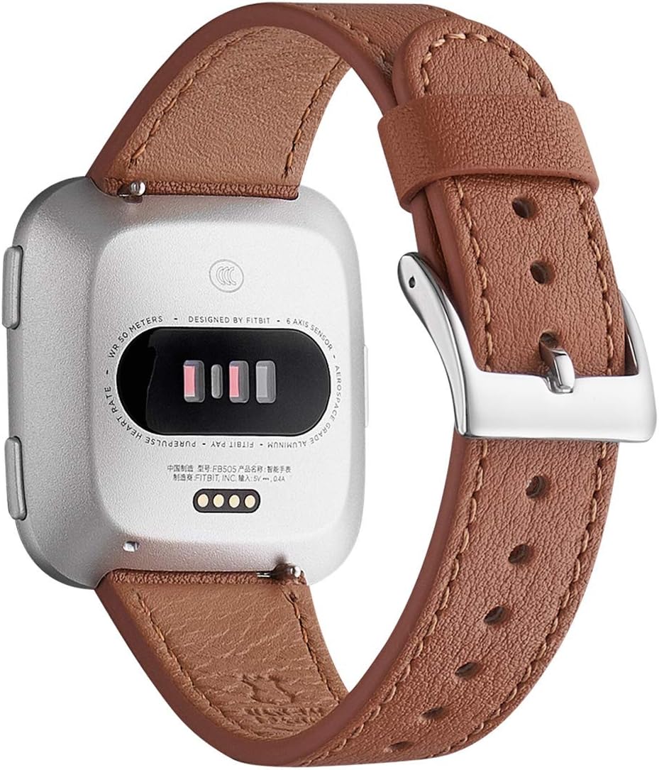 Bracelet En Cuir Orange Pour Fitbit Versa 2 Et Versa - Nickston - Double Boucle Souple