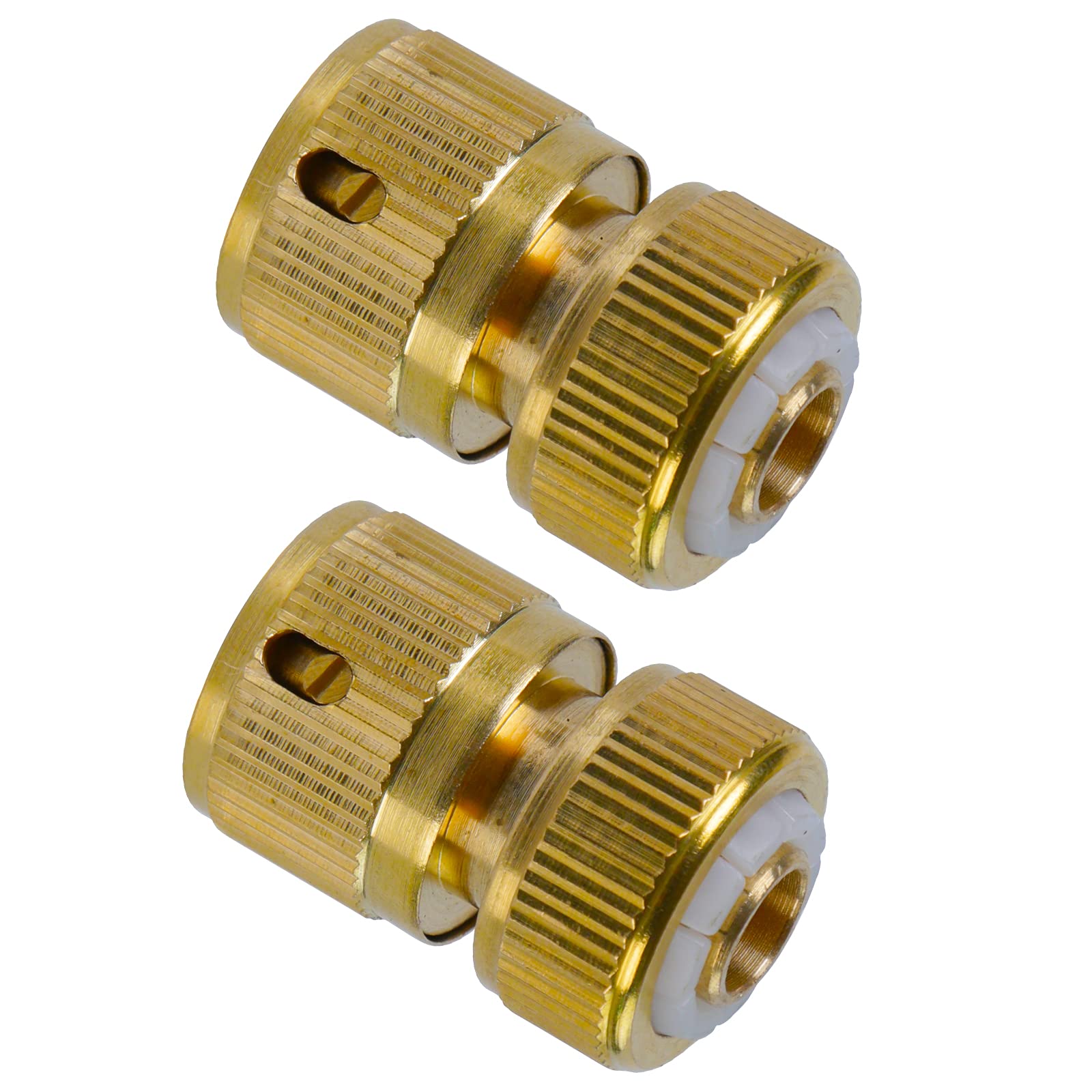 Uniteko 2 pack Brass Hose Connector Hose End Quick Connect Fitting 1/2" Hose Pipe Quick Connector for Gardening, Home Watering,Car Washing