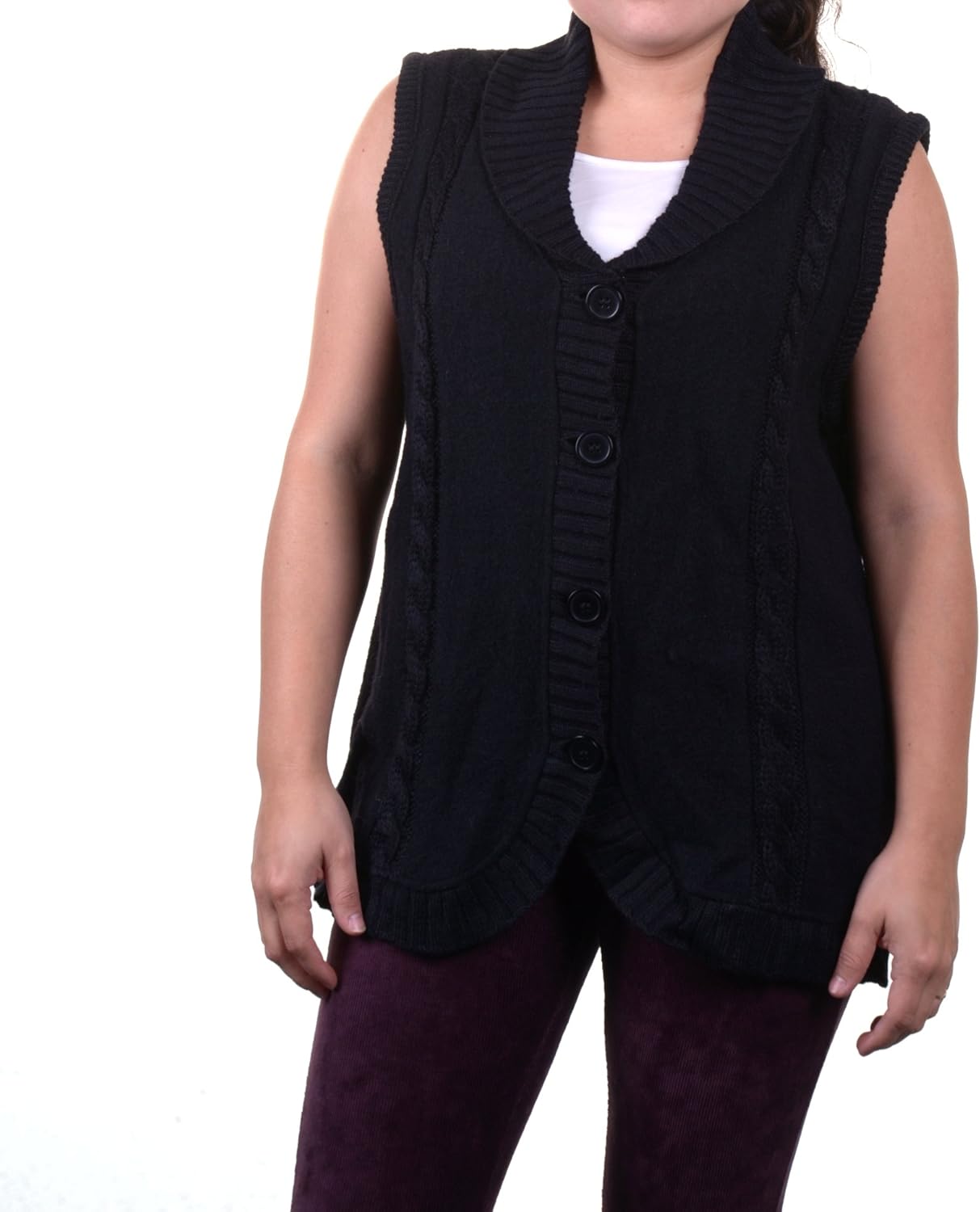 Alfred Dunner Women's Cotton Vest with Button Front at Amazon Women’s