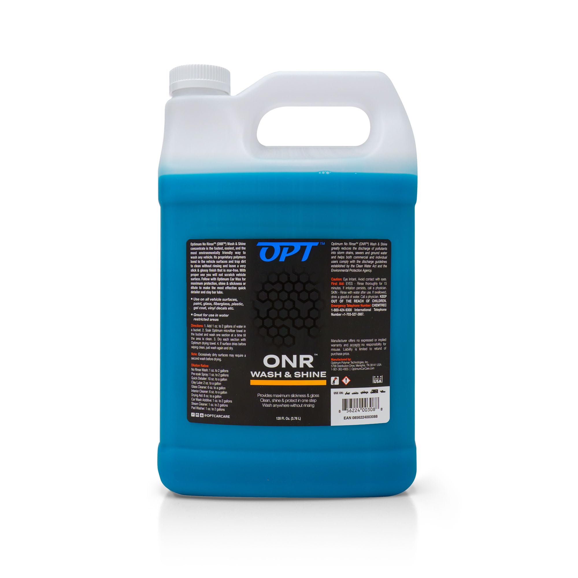Optimum No Rinse Wash and Shine Version 5 - ONR Rinseless Car Wash Soap for Auto Detailing, Use On Paint, Ceramic Coatings, Glass, Interior (1 Gallon) Image Optimum No Rinse Wash and Shine Version 5 - ONR Rinseless Car Wash Soap for Auto Detailing, Use On Paint, Ceramic Coatings, Glass, Interior (1 Gallon) Image