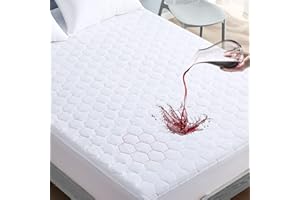 Mooreeke Waterproof Mattress Protector Queen Size, Soft & Breathable Quilted Mattress Pad Mattress Cover, 21” Deep Pocket Fitted Mattress Topper Noiseless
