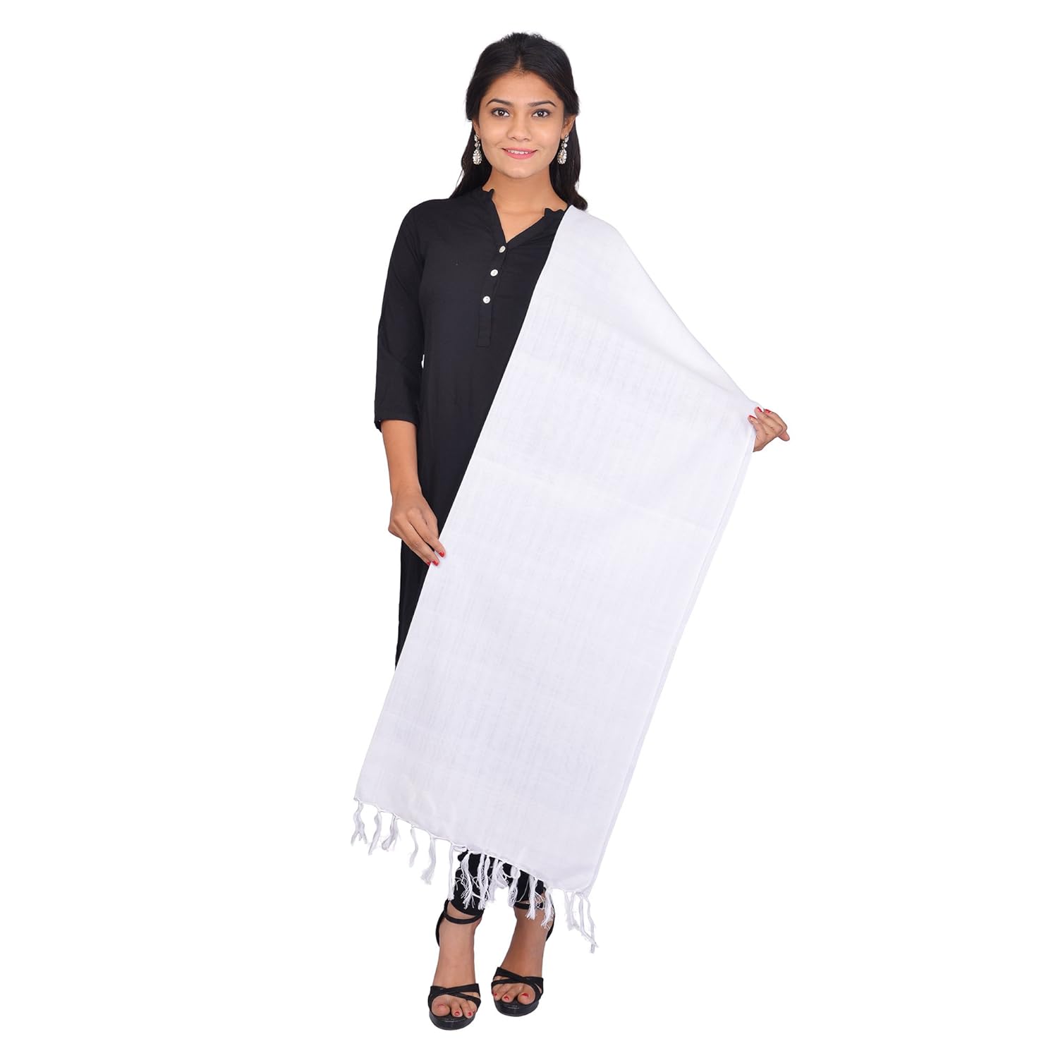 sewa anand women's cotton dupatta (white)