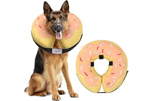 MCHY Waterproof Inflatable Dog Cone,Adjustable Recovery Collar for Dogs After Surgery,Prevent from Biting & Scratching,Not Block Vision (Donut Yellow XL)