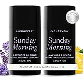 Each & Every Aluminum Free Deodorant for Women & Men, Lavender & Lemon - All Natural Deodorant for Sensitive Skin, EWG Verified - Clean, Baking Soda-Free, Plant-Based Fragrance - 2.5oz, 2 Pack