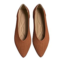 TINGRISE Women's Flats Shoes Pointed Toe Knit