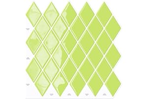 10-Sheet Peel and Stick Backsplash Diamond Shape, Ist Momoreo Stick on Backsplash Adhesive Tile for Kitchen Bathroom Accent Wall 12"x12", Lime Green