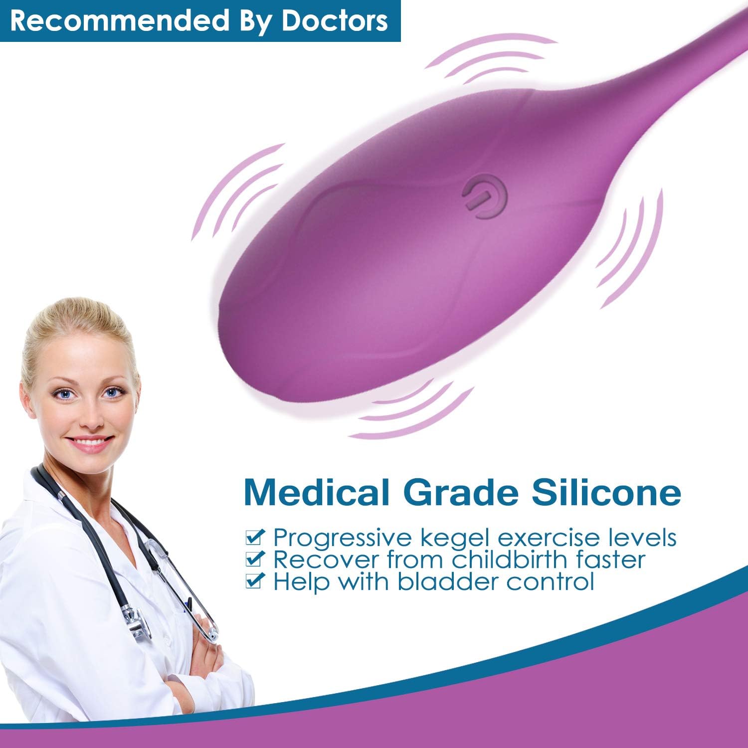 Kegel Exercise Balls by AL'OFA Premium Ben Wa Ball Tightening & Strengthen Bladder Control Trainer Pelvic Floor Exerciser for Beginners & Advanced - Doctor Recommended (Purple): Health & Personal Care