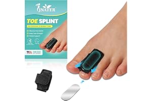 JNATER Hammer Toe Corrector for Women & Men - 1 Pc Hammer Toe Straightener, Adjustable Toe Splints & Wraps with Aluminum Plate Support for Curled, Bent & Broken Toe-Day & Night Relief (Black)