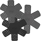3-Piece Set Cookware Protectors, Polyester Pot and Pan Protectors For Stacking and Kitchen Organization, Black/Grey, 3 Count,