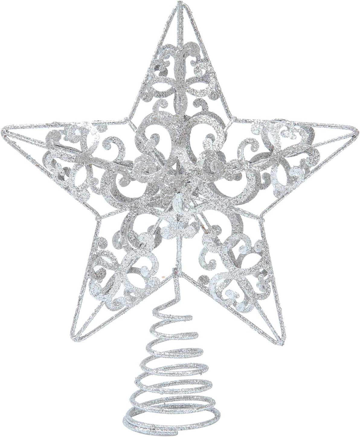 Tree Toppers - Aneco 10 Inches Metal Glittered Christmas Tree Topper Star Treetop Decoration for Christmas Home Decor