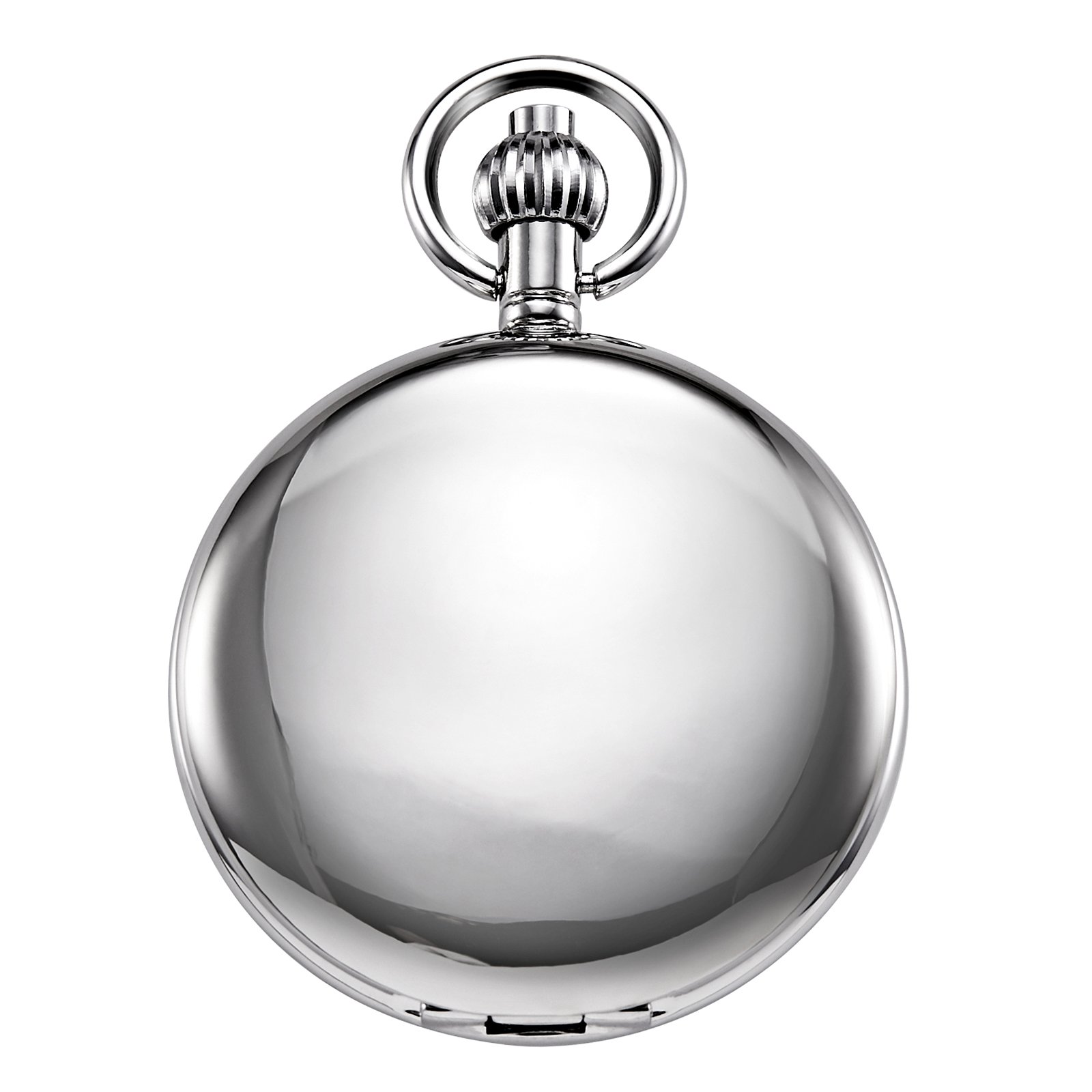 TREEWETO Unisex Pocket Watch with Chain Analogue Handwound Antique Skeleton Roman Numerals Silver