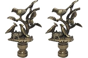 Royal Designs, Inc. Nesting Bird Design Finial for Lamp Shade, F-5060AB-2, Antique Brass - Pack of 2