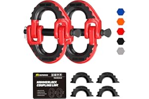AUTORICH Safety Chain Connector Link, 1/2IN Tow Hitch Hammerlock Coupling Link, 2 Pack G80 Alloy Steel Tow Chain Connector, Quick Install & Remove, 12000 lbs Load Limit, Red