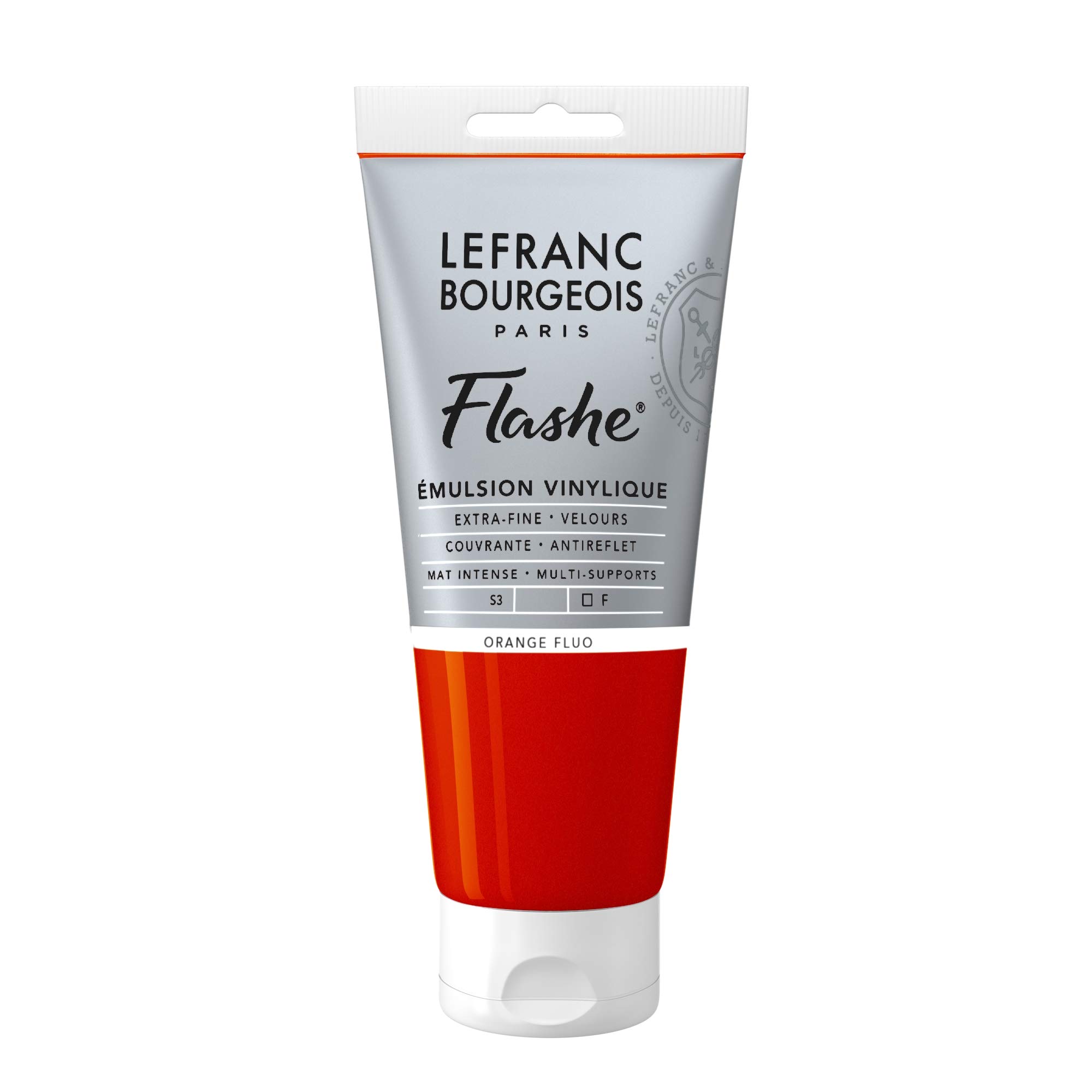 Lefranc Bourgeois Acrylic Vinyl Emulsion, Fluorescent Orange, 80ml Tube-Vinylfarbe