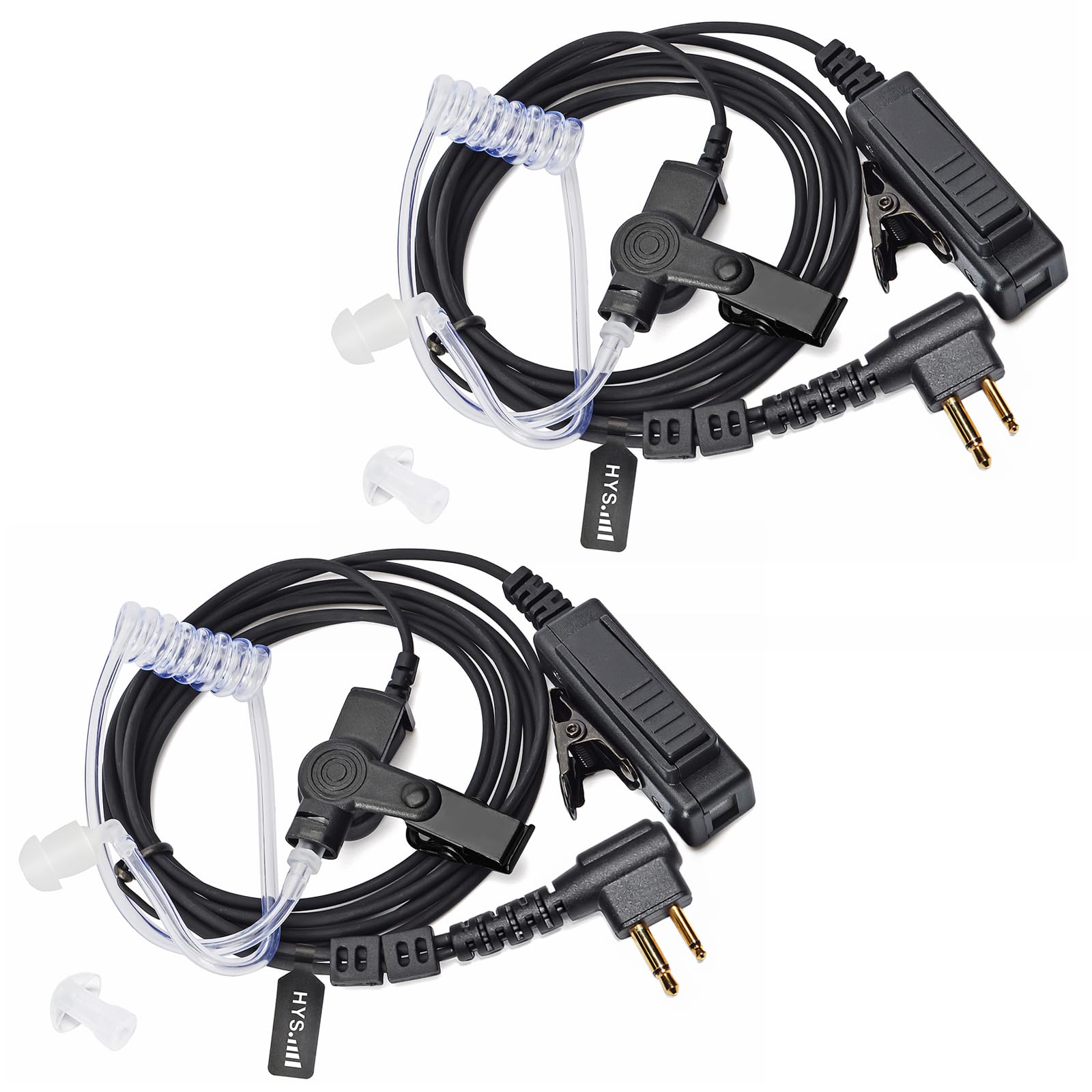 HYS Covert Acoustic Tube Security Bodyguard Earpiece Headset PTT Mic Compatible With Motorola CP040 DP1400 GP68 GP88 GP300 CT150 Pro1150 Hyera Midland 2 Way Radio (TB06-2)