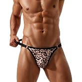 Avidlove Mens Lingerie Sexy Underwear Thong Briefs Low Rise T-back G-string | Stylish Metal O-Rings,Bulge Pouch,Split Back Straps,Elastic Waistband,Smooth &amp; Breathable