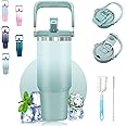 40 Oz Tumbler with Handle and Straw, 100% Leak proof 2 in 1 Flip Straw Tumbler, Vacuum Insulated Stainless Steel Water Bottle With Handle and Lid Fits In Cup Holder, Cold For 24 Hours