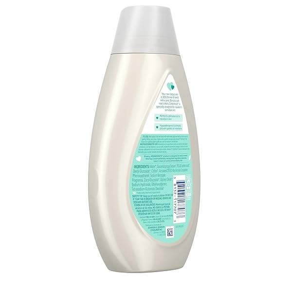 JOHNSON’S COTTONTOUCH NEWBORN BABY BODY WASH & SHAMPOO, GENTLE & TEAR-FREE, MADE WITH REAL COTTON, GENTLY WASHES AWAY DIRT & GERMS, SULFATE- & PARABEN-FREE FOR SENSITIVE SKIN, 13.6 FL. OZ
