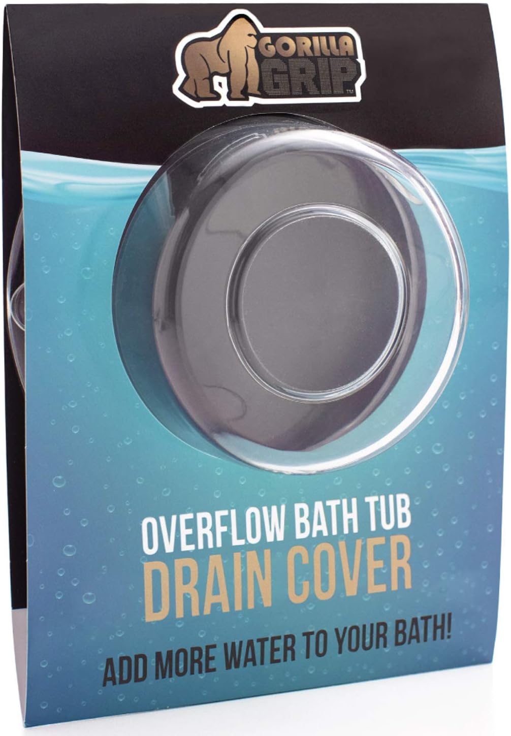 Gorilla Grip Premium Bathtub Overflow Drain Cover, Adds Inches of Water for Deeper and Warmer Bath, Suction Cup Seal, Plug Stopper Covers for Tub Drains, Bathroom Accessories, Blue Transparent: Home & Kitchen