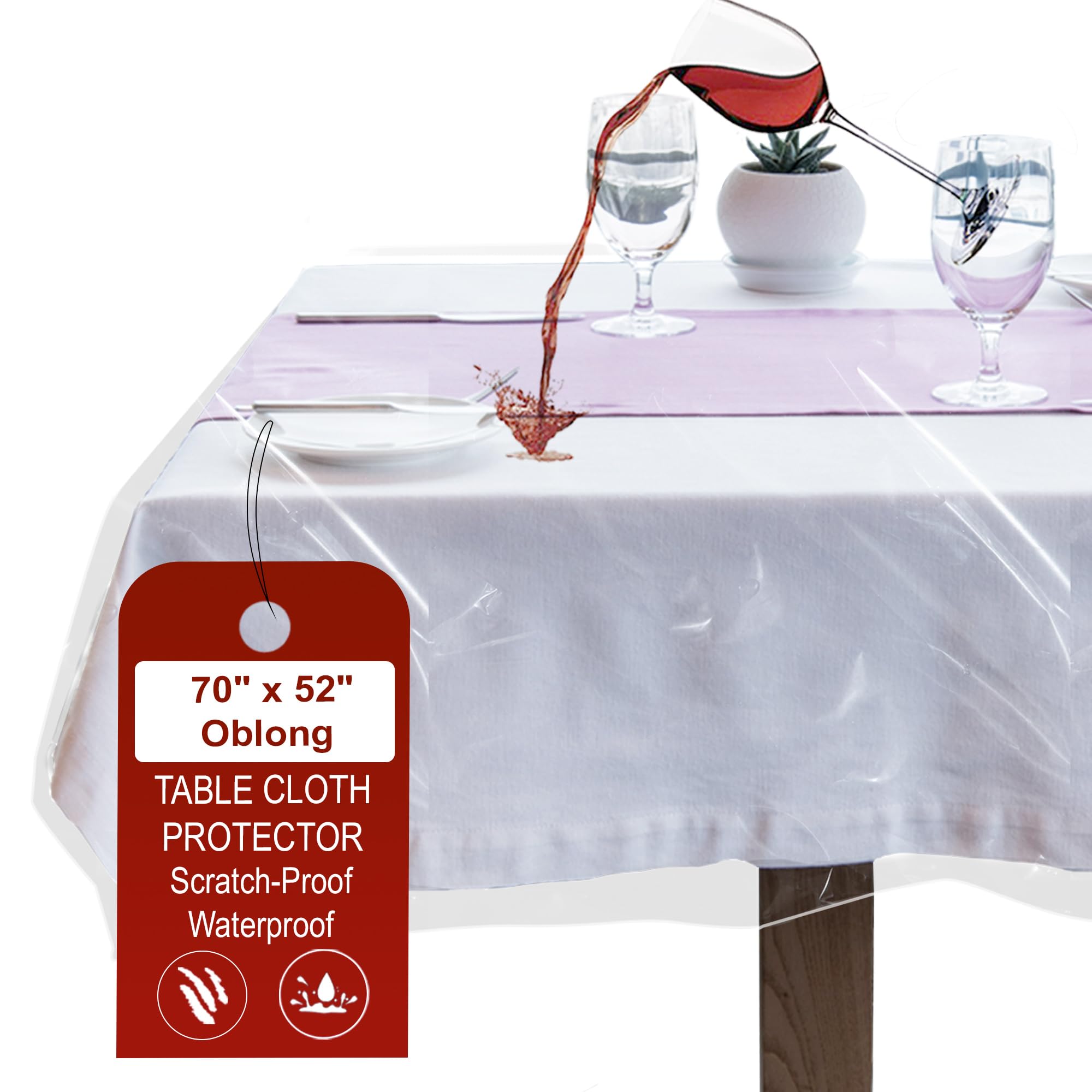 Heavy Duty Deluxe Clear Vinyl Tablecloth Protector 52" X 70"